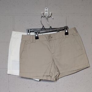 Bundle of Women's Ann Taylor LOFT Chino Shorts, White/Khaki, Size 8 NWT, Coastal